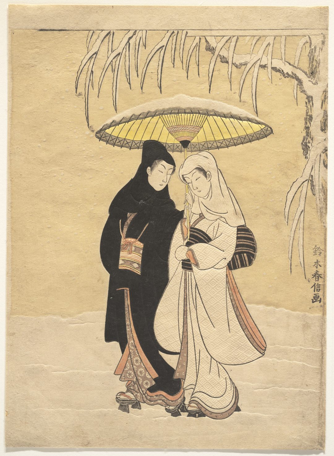 Lovers Walking in the Snow — Suzuki Harunobu