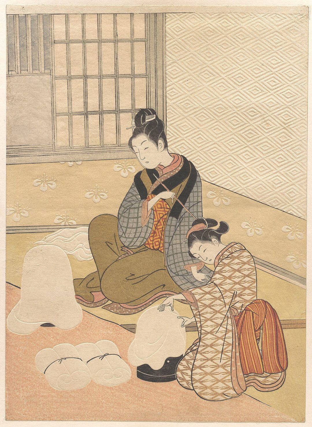 Evening Snow on the Heater — Suzuki Harunobu